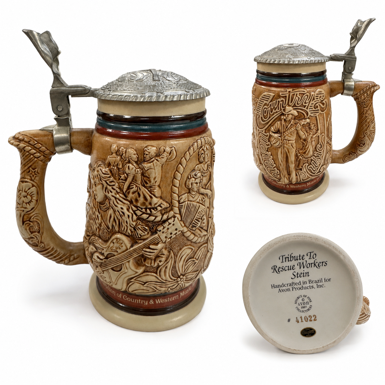 Vintage 1997 Avon Tribute to Rescue Workers Country & Western Music Stein