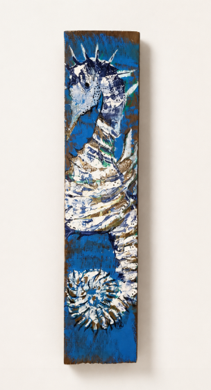 4" x 18" Hand-Painted Seahorse on Cedar Wood