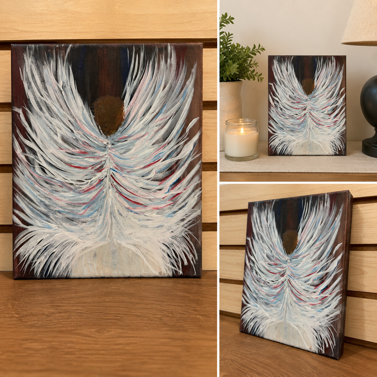 Original Angel Wings Acrylic Painting, One of a Kind Mini Canvas Art