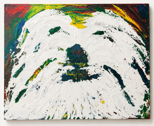 12" x 16" Fluffy White Dog Original Textured Painting