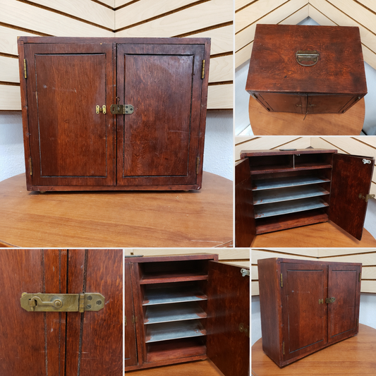 Vintage Oak Tabletop Office File Cabinet, Desktop Document Organizer