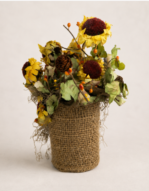 Small Rustic Primitive Sunflower Fall Arrangement