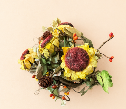 Small Rustic Primitive Sunflower Fall Arrangement