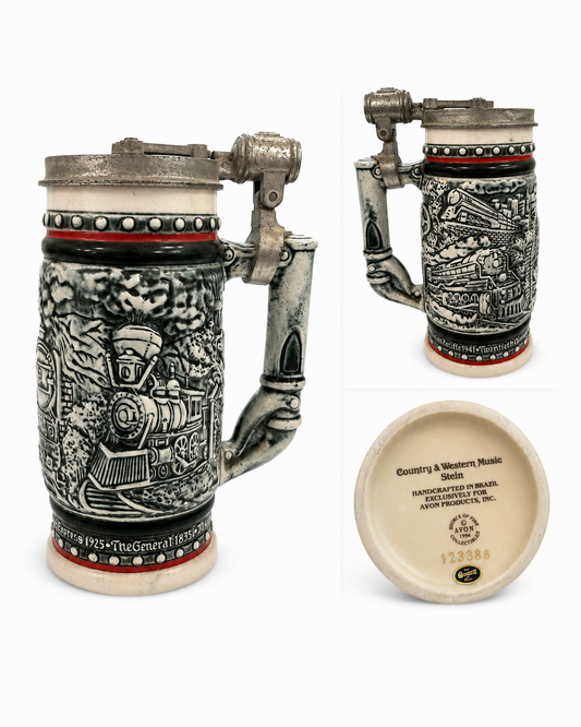 1994 Avon Country & Western Music Train Stein with Hinged Lid