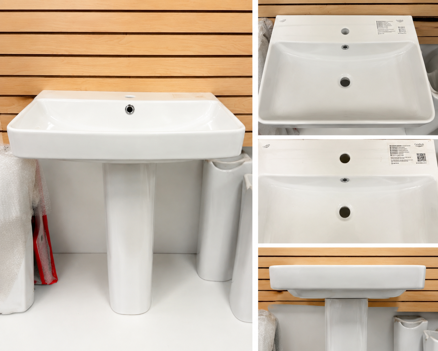 New CeraStyle White Ceramic Pedestal Bathroom Sink with Pedestal Base
