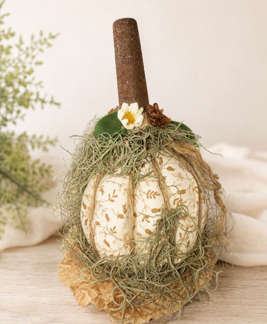 Handmade Cloth Pumpkin with Rustic Fall Accents