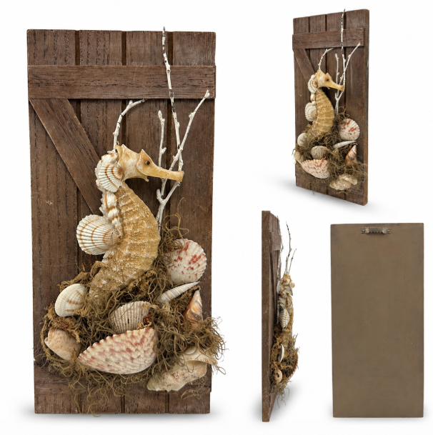 Handmade Upcycled Seahorse Wall Décor with Sarasota Seashells