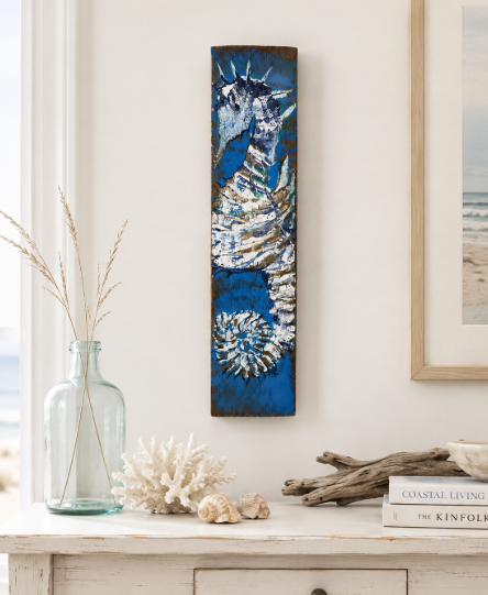4" x 18" Hand-Painted Seahorse on Cedar Wood