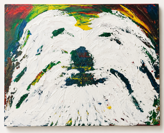 12" x 16" Fluffy White Dog Original Textured Painting